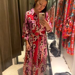 COPY - Zara Chain Print Pink Belted Dress